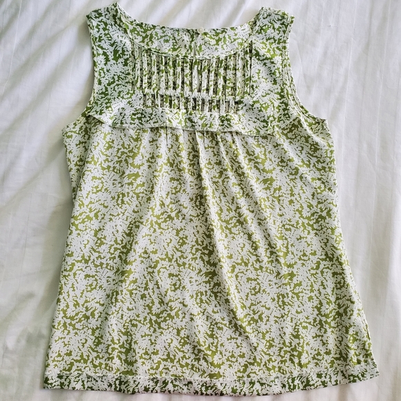 Banana Republic SMALL Blouse Green Flowery - Picture 6 of 10